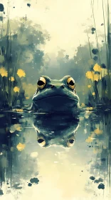 Serene Frog Reflection