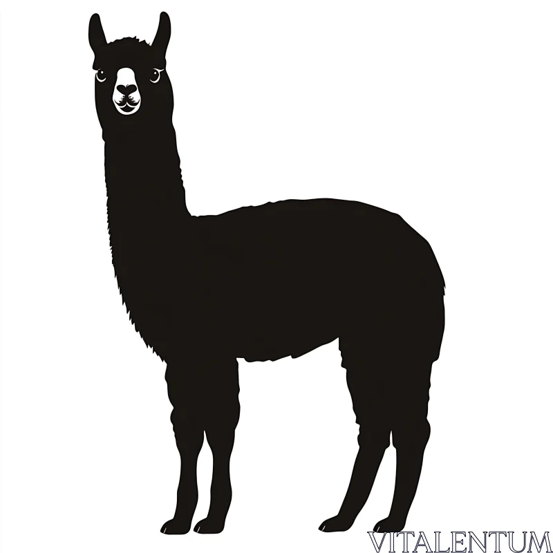 Monochromatic Llama Silhouette Artwork AI Image