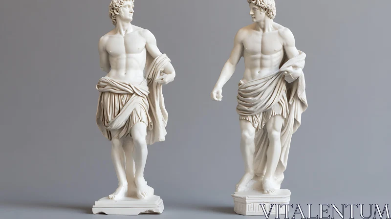 White Marble Men Statues AI Image