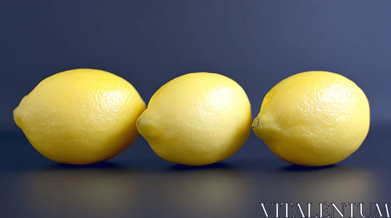 Three Yellow Lemons on Dark Surface AI Image