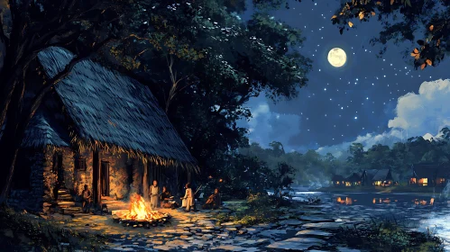 Night Gathering by the River Artwork