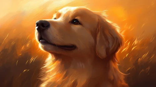 Warm Sunlit Dog Portrait