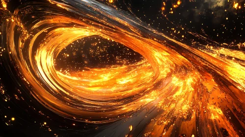 Glowing Golden Swirl in Darkness