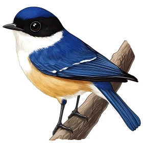 Blue Bird Perched on Limb