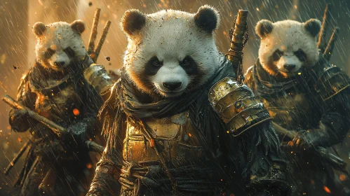 Armored Pandas in the Rain