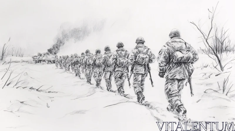 AI ART Monochrome Military March