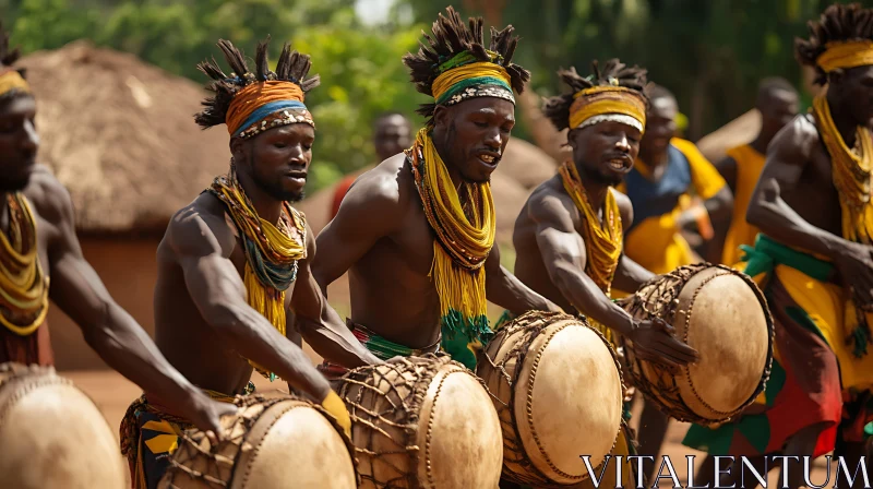 AI ART Rhythmic Beats: African Drummers Ensemble