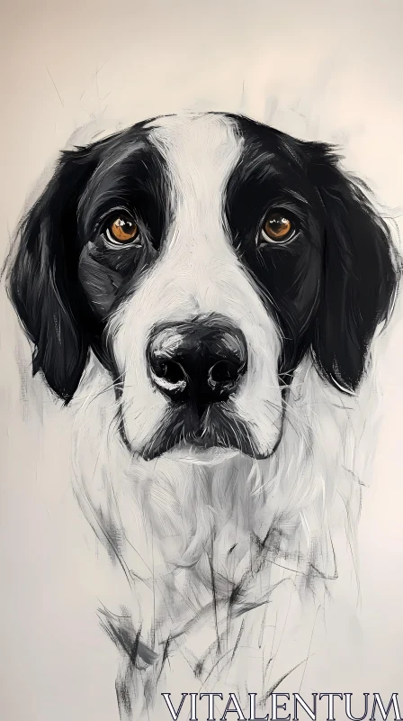 Expressive Dog Art in Monochrome AI Image