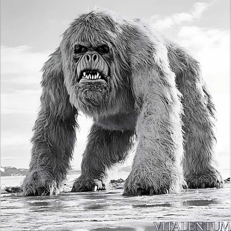 Icy Encounter with the Abominable Snowman AI Image