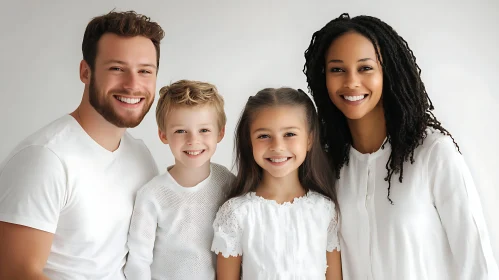 Happy Family in White Clothing