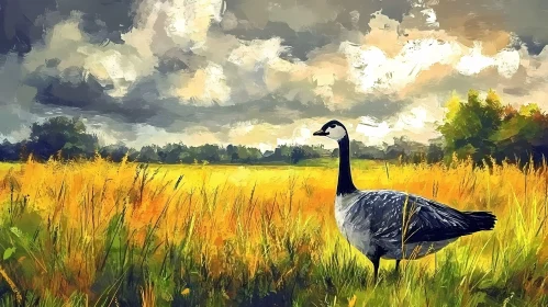 Goose in a Natural Landscape