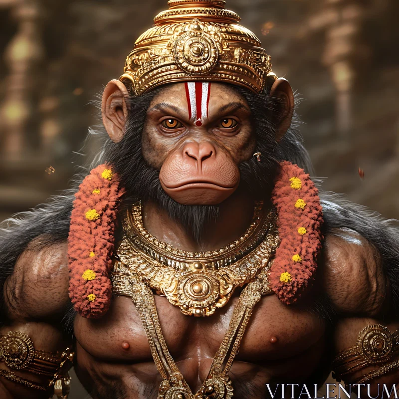 Golden Deity Monkey Character AI Image