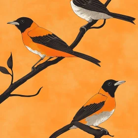Three Birds on Branches