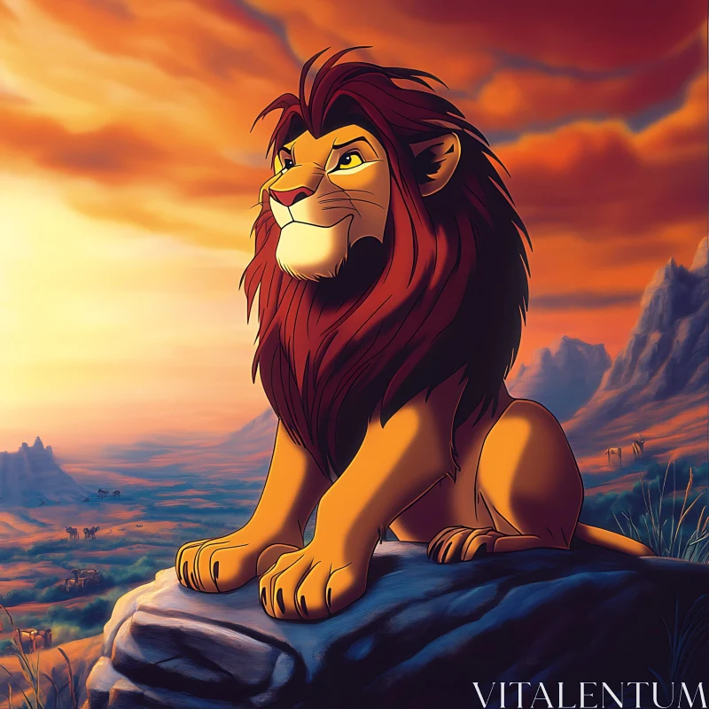 AI ART Regal Lion at Sunset