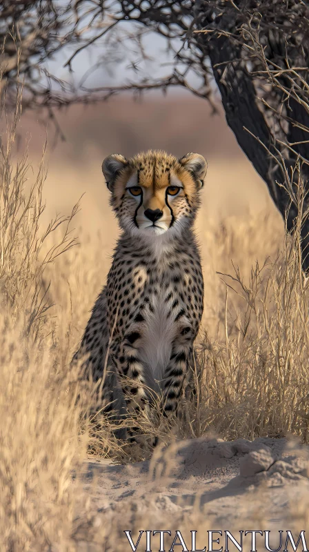 Juvenile Cheetah in Nature AI Image