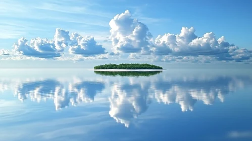 Island Oasis with Reflective Waters