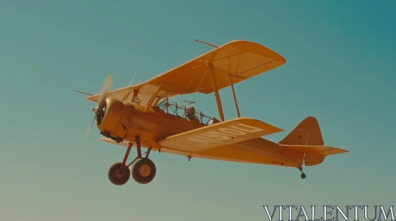 Graceful Vintage Biplane Flying in the Sky | 32k UHD Image AI Image