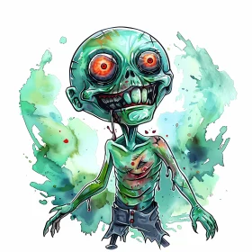 Green Zombie Cartoon Illustration