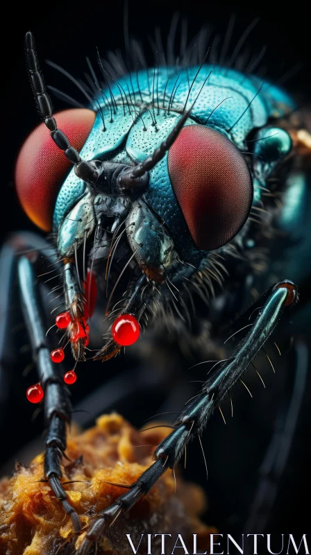 Intricate Insect Imagery: Red-eyed Fly in Precisionist Art AI Image