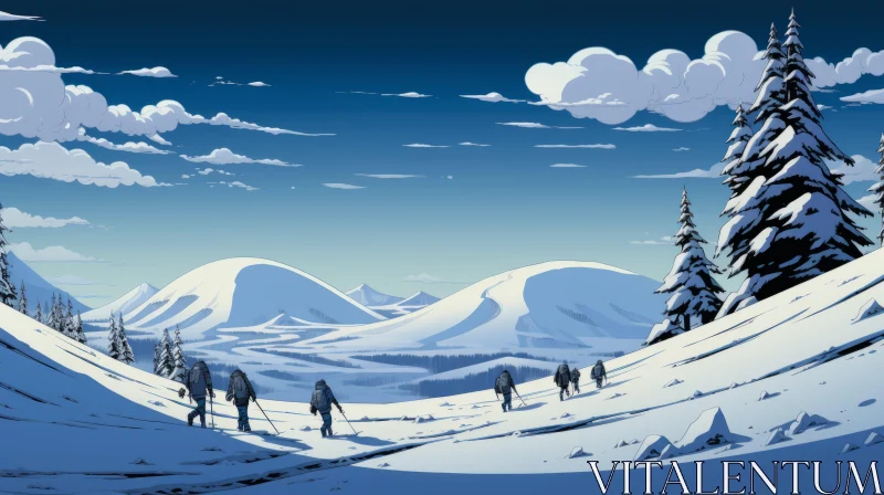 AI ART Snow Scene on Slopes: A Digital Painting Adventure