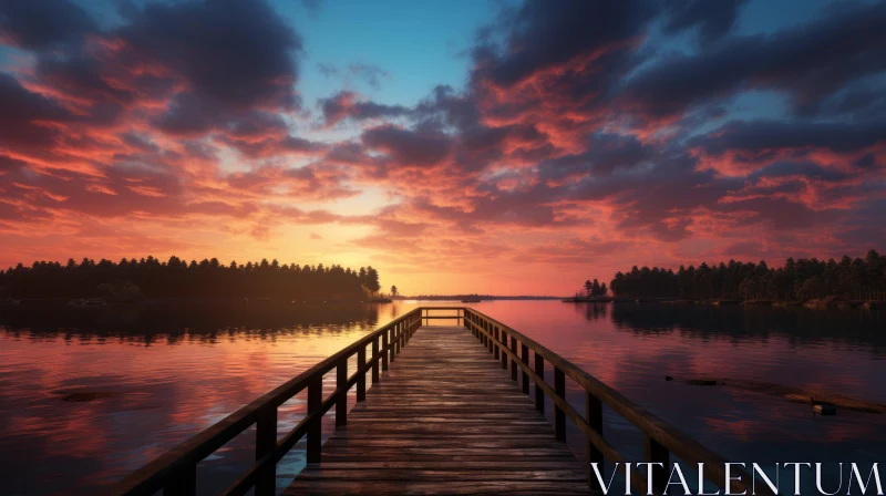 Tranquil Sunset Over Dock: A Serene Landscape AI Image