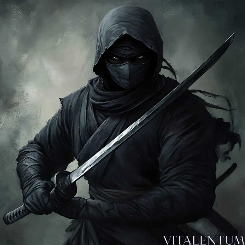 AI ART Enigmatic Ninja in Dark Attire