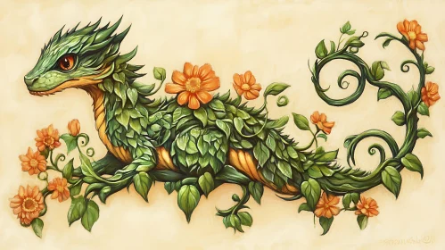 Leaf Dragon with Orange Flowers