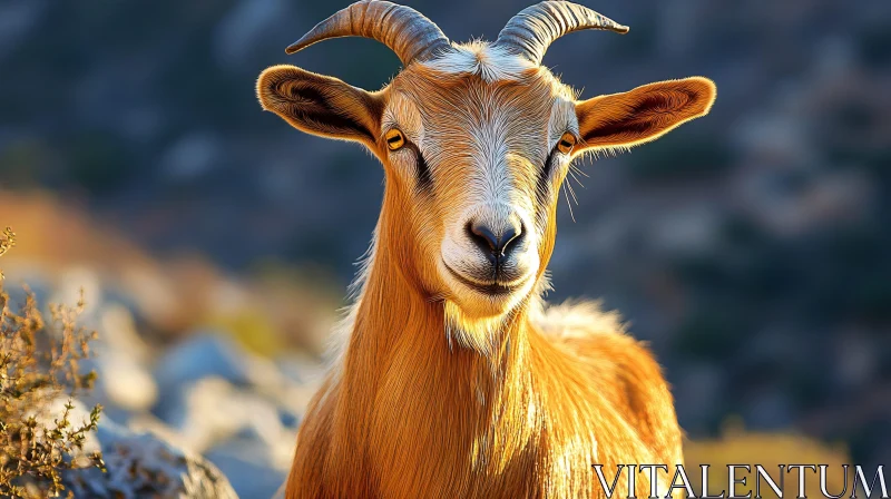 Portrait of a Goat in Nature AI Image