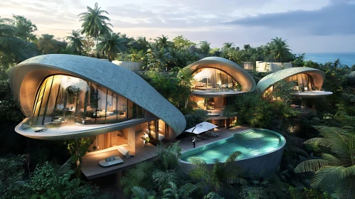 Modern Architectural Marvels in Lush Tropical Setting