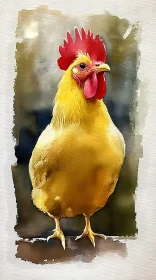 Rooster Art in Watercolor