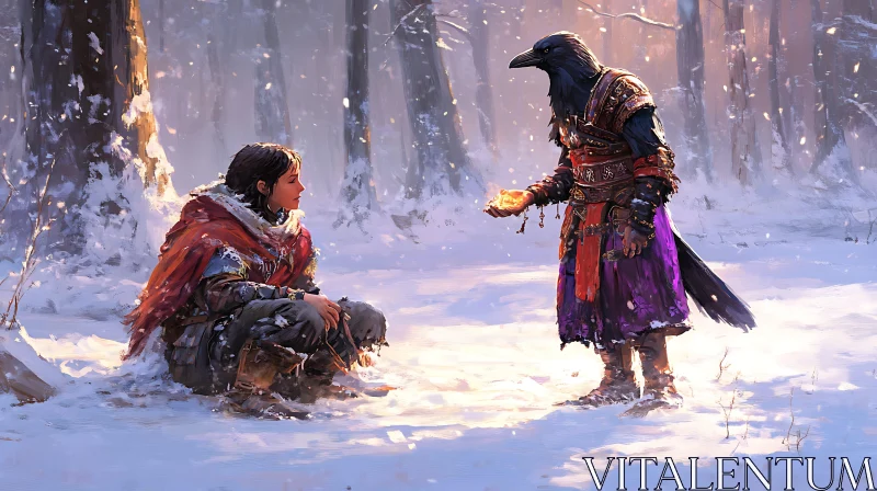 AI ART Winter's Tale: Raven and Ember