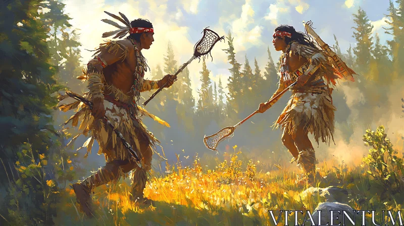 Traditional Lacrosse Match Art AI Image