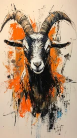 Colorful Goat Art Portrait