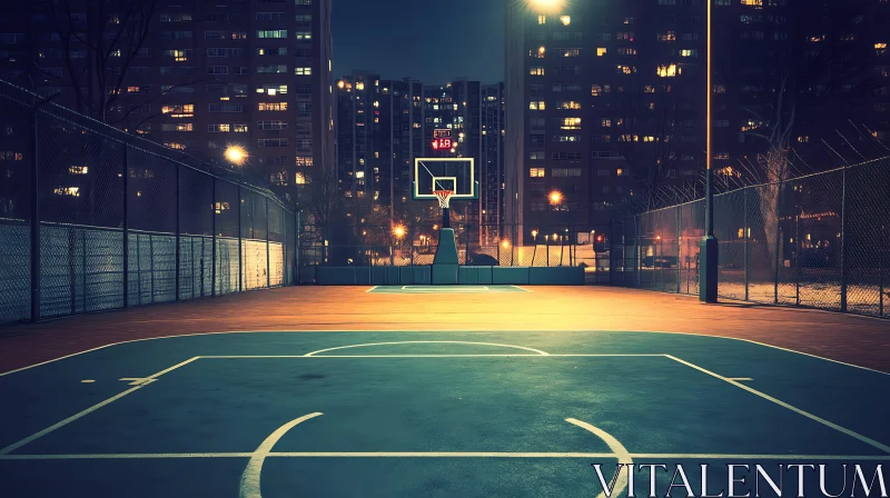 AI ART Urban Basketball at Night