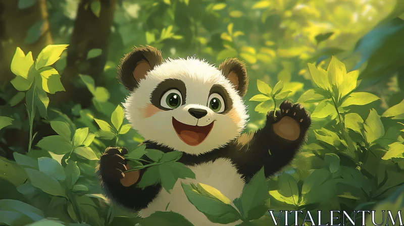 AI ART Playful Panda Among Greenery