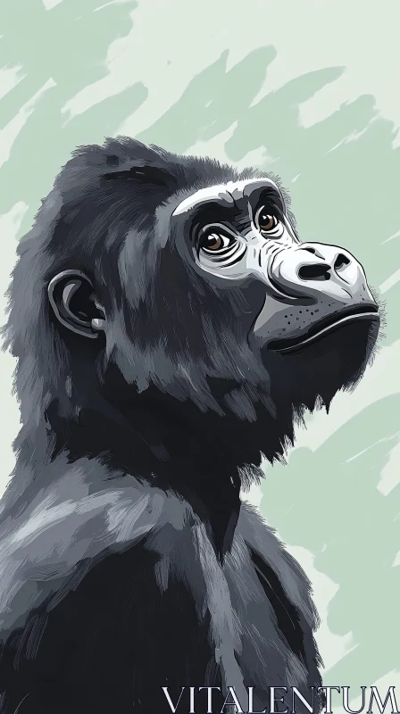 Thoughtful Gorilla Portrait Art AI Image