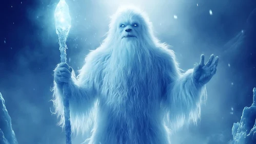 Mystical Yeti in Snowy Wilderness