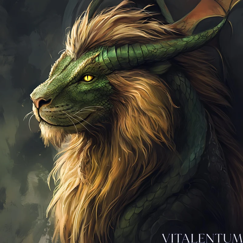 AI ART Majestic Dragon-Lion Hybrid Portrait