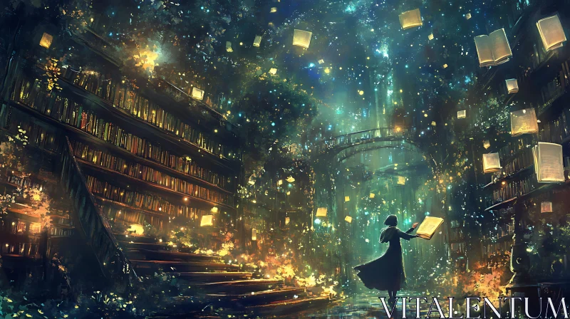 AI ART Mystical Library Scene