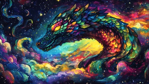 Rainbow Scaled Dragon Nebula Art