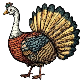 Artistic Turkey Drawing with Intricate Details