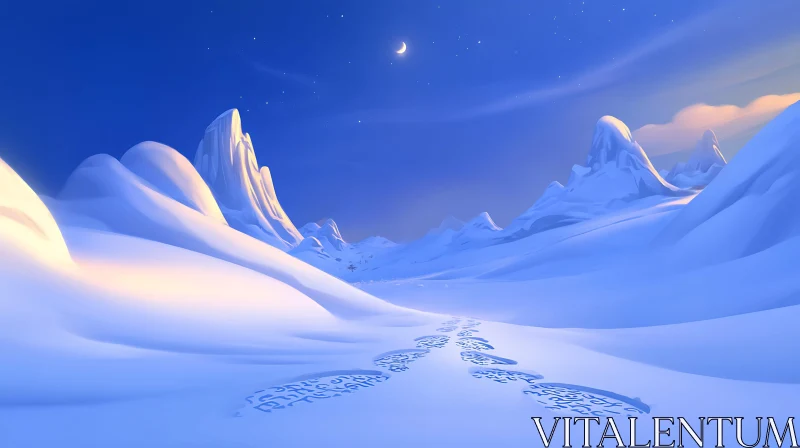 AI ART Serene Snowscape Under Moonlight