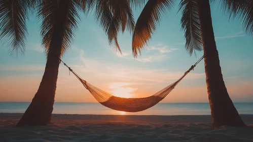 Sunset Hammock on Tropical Beach