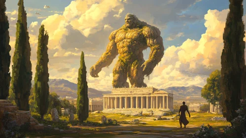 Colossus Overlooking Ancient Ruins