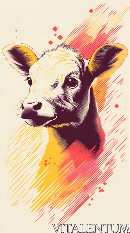 AI ART Stylized Cow Head Painting