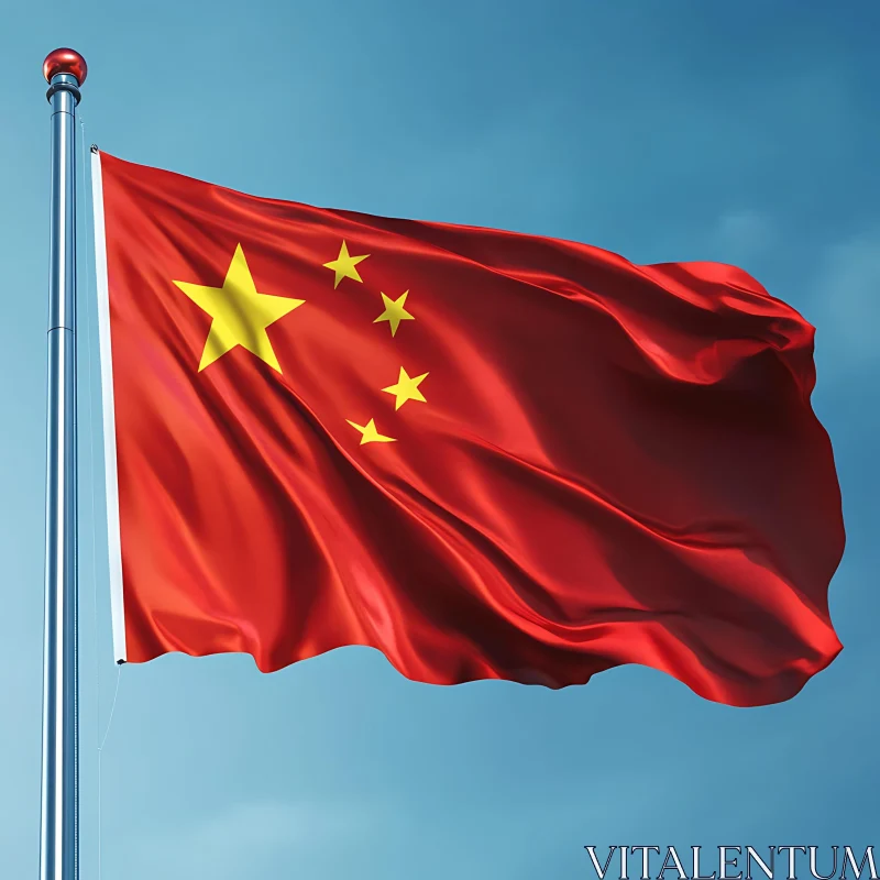 National Flag of China in the Wind AI Image