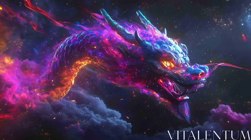 AI ART Celestial Dragon in Nebula