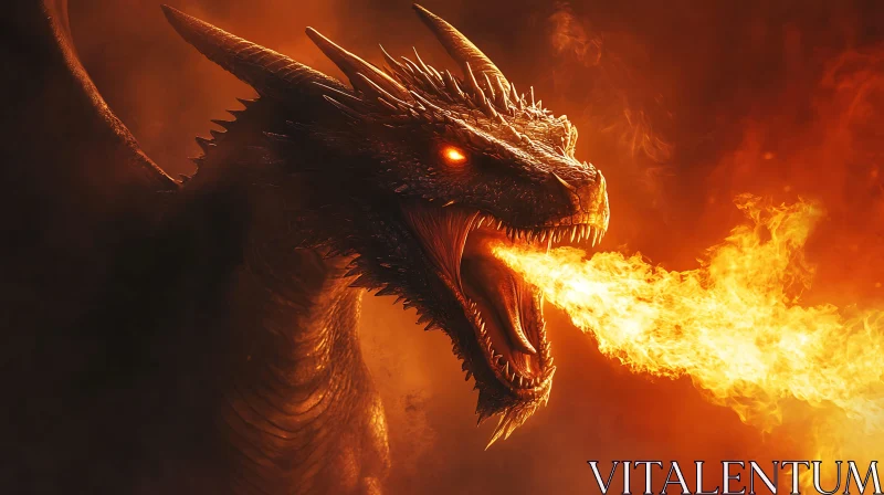 Fire-Breathing Dragon Illustration AI Image