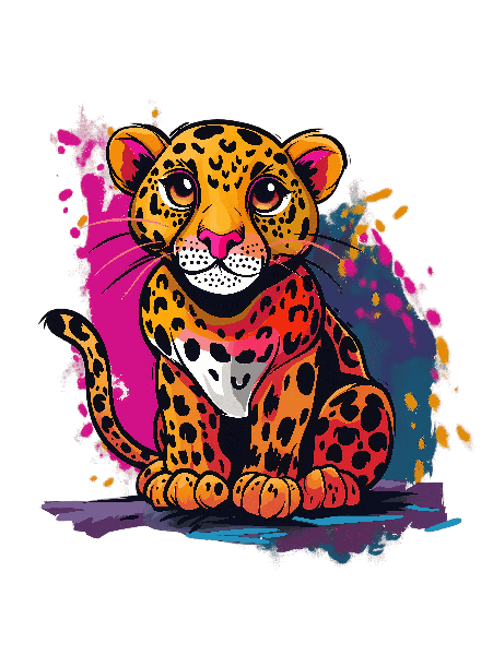 POD Design Colorful Cartoon Leopard T-Shirt Design