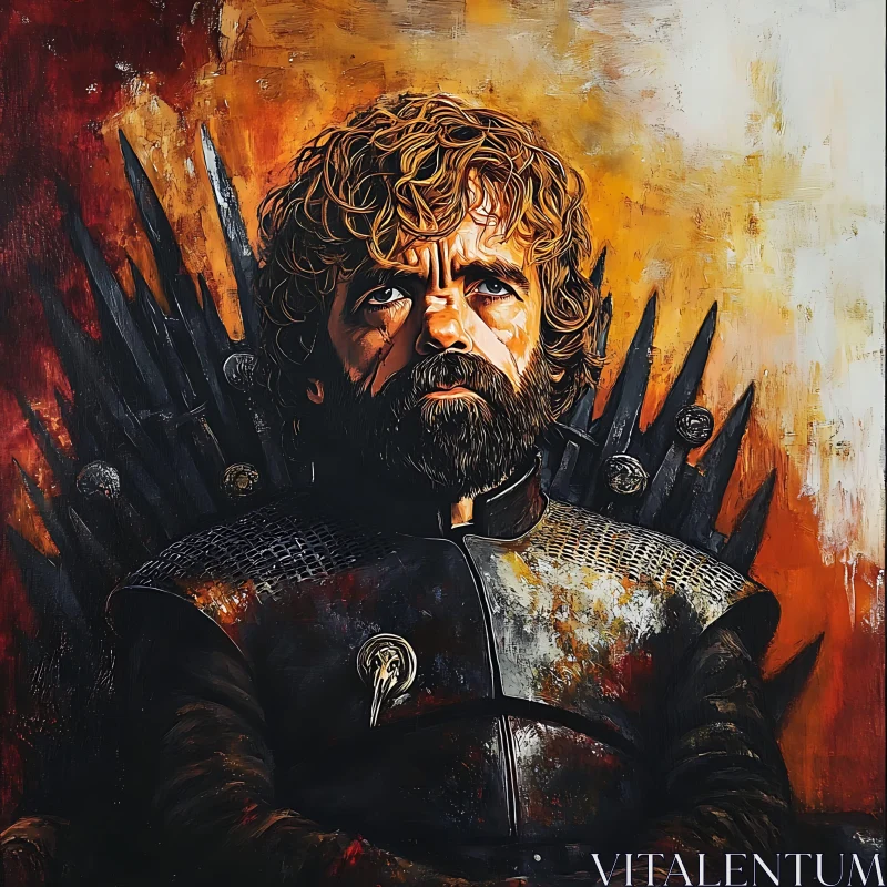 AI ART Bearded Man on Iron Throne Artwork